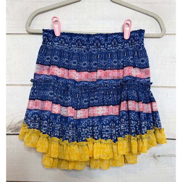 Misa Los Angeles Skirt Sz XS Ruffled Tiered Chiffon Pullon Stretch - Picture 1 of 6